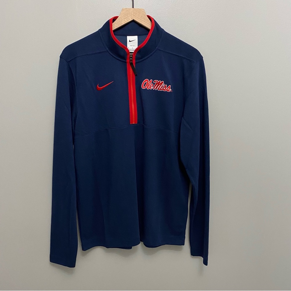 Nike Victory Dri-Fit Quarter Zip Ole Miss Mens Medium Blue Pullover NWT - Picture 11 of 12